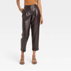 Women's High-rise Faux Leather Tapered Ankle Pants - A New Day Dark Brown