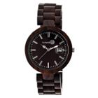 Earth Wood Goods Women's Earth Stomates Watch With Luminous Hands And Magnified Date Display-brown, Brown