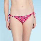 Women's Tie Side Cheeky Bikini Bottom - Xhilaration Pink Animal Print L, Women's,