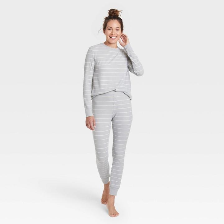 Women's Thermal Pajama Set - Stars Above Gray