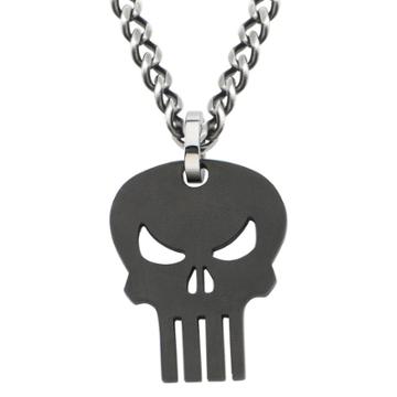 Men's Marvel Punisher Logo Stainless Steel Pendant With Chain - Black