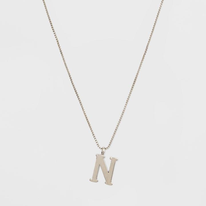 Silver Plated Initial N Pendant Necklace - A New Day Silver,