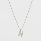 Silver Plated Initial N Pendant Necklace - A New Day Silver,