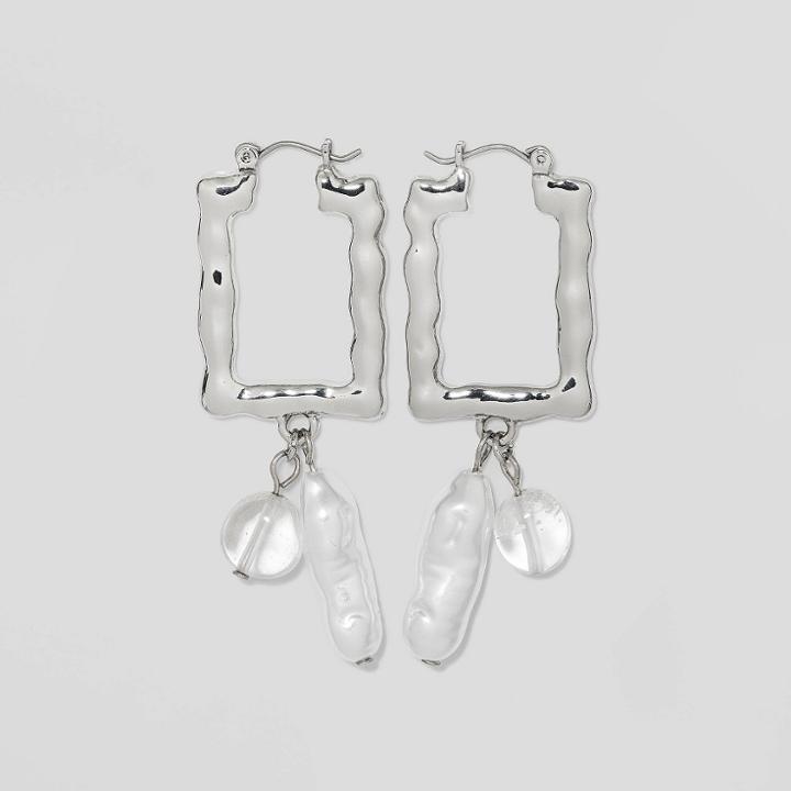 Hammered Rectangular Hoop Earrings - A New Day