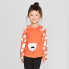 Toddler Girls' Long Sleeve Ghosts T-shirt - Cat & Jack Orange Flash