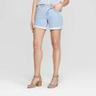 Women's Mid-rise Single Cuff Raw Hem Boyfriend Shorts - Universal Thread Light Wash