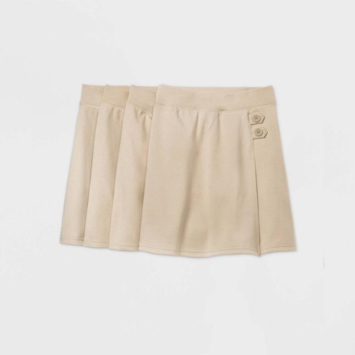 Girls' 4pk Stretch Uniform Knit Skorts - Cat & Jack Beige