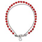 Target Women's Sterling Silver Rolo Bracelet With Heart Accent And Crystals - Silver/red