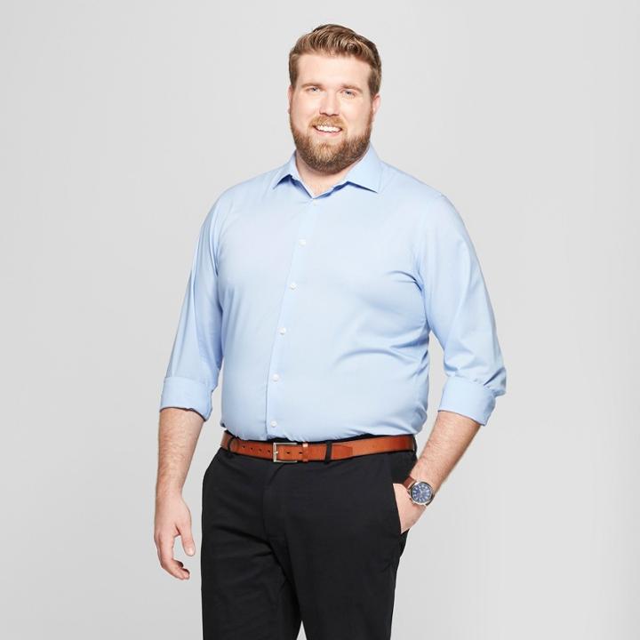 Target Men's Big & Tall Standard Fit Long Sleeve Button-down Shirt - Goodfellow & Co Blue