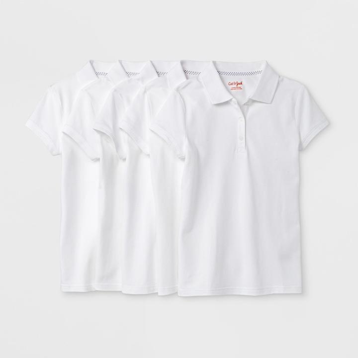 Girls' 5pc Short Sleeve Pique Uniform Polo Shirt - Cat & Jack White