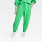 Women's Plus Size High-rise Fleece Ankle Jogger Pants - A New Day Green