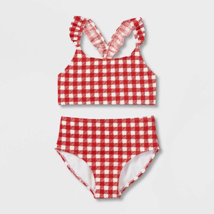 Girls' 'lakeside Gingham' Bikini Swimsuit - Cat & Jack Red