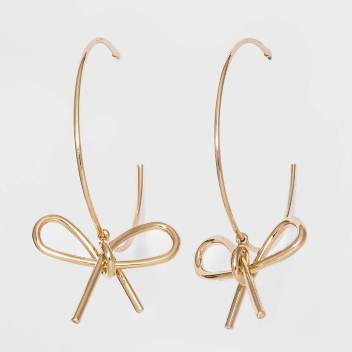 Sugarfix By Baublebar Slim Hoop Earrings With Bows - Gold