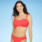 Women's Lightly Lined Ruffle Bralette Bikini Top - Shade & Shore Coral Red