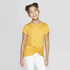 Girls' Short Sleeve Twist Front T-shirt - Art Class Gold