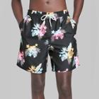 Men's 7 Elastic Waist Botanical Swim Shorts - Original Use Black