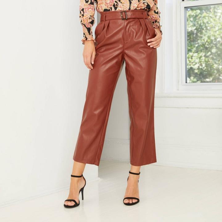 Women's High-rise Belted Pleat Front Pants - Who What Wear Brown