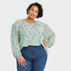 Women's Plus Size Printed Long Sleeve Knit Blouse - Ava & Viv X,