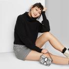 Women's Turtleneck Cropped Pullover Sweater - Wild Fable Black