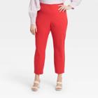 Women's Plus Size High-rise Slim Fit Ankle Pants - A New Day Red