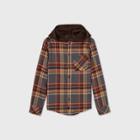 Boys' Long Sleeve Hooded Button-down Shirt - Art Class Gray/orange