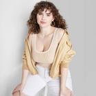 Women's Square Neck Cropped Sweater Tank - Wild Fable Almond