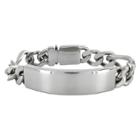 Men's Crucible Stainless Steel Figaro Chain Id Bracelet, White