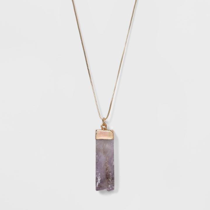 Semi Precious Long Pendant Necklace - Universal Thread Purple,