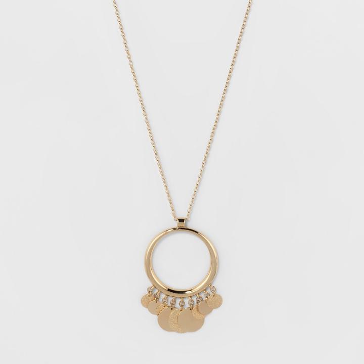 Open Ring, Diamond Dust & Plain Coins Long Necklace - A New Day Gold