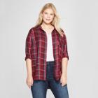 Women's Plus Size Long Sleeve Plaid No Gap Button-down Shirt - Ava & Viv