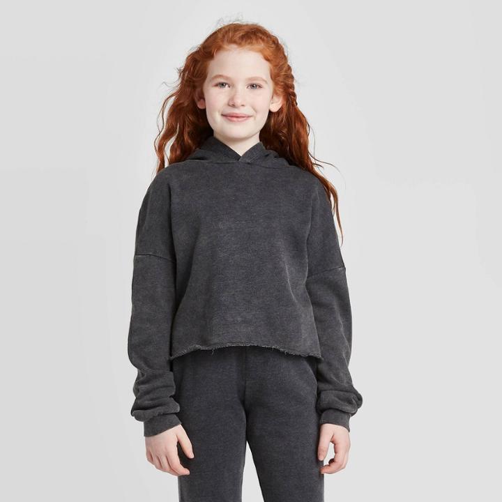 Girls' Cropped Hoodie - Art Class Black S, Girl's,