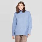 Women's Dolman Sleeve Turtleneck Tunic Sweater - A New Day Blue
