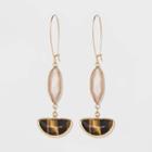 Semi-precious Stone Matte Brown Lip Shell And Tiger Eye Drop Earrings - A New Day Tan, Women's