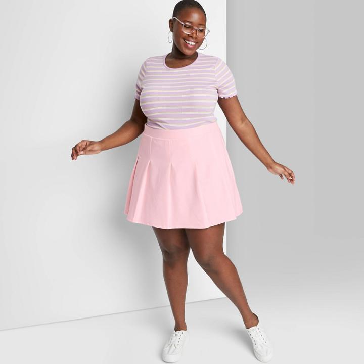 Women's Plus Size Knit Mini Tennis A-line Skirt - Wild Fable Pink