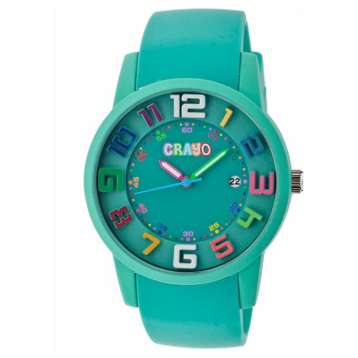 Women's Crayo Festival Watch With 3d Raised Numbers And Date Display-teal, Blue