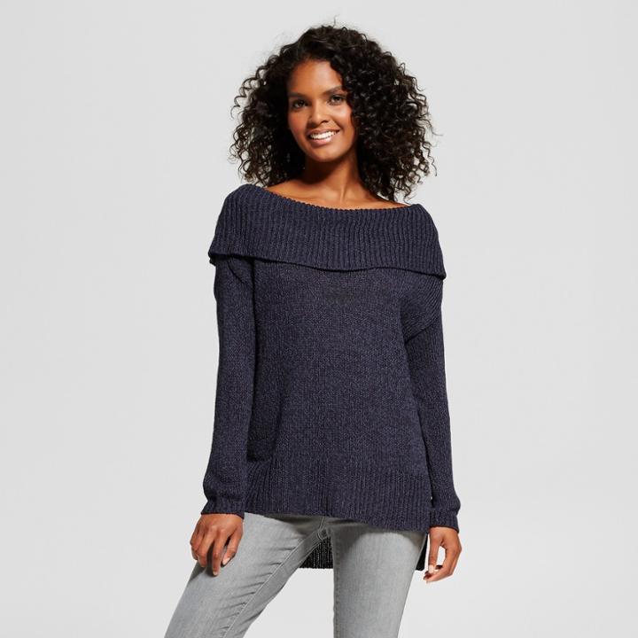 Women's Off The Shoulder Pullover Sweater - Nitrogen Navy