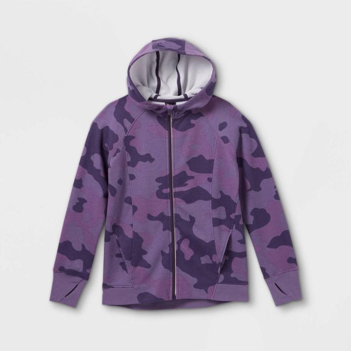 Girls' Fleece Full Zip Hoodie - All In Motion Purple