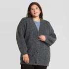 Women's Plus Size Oversized Button-front Cardigan - Universal Thread Gray