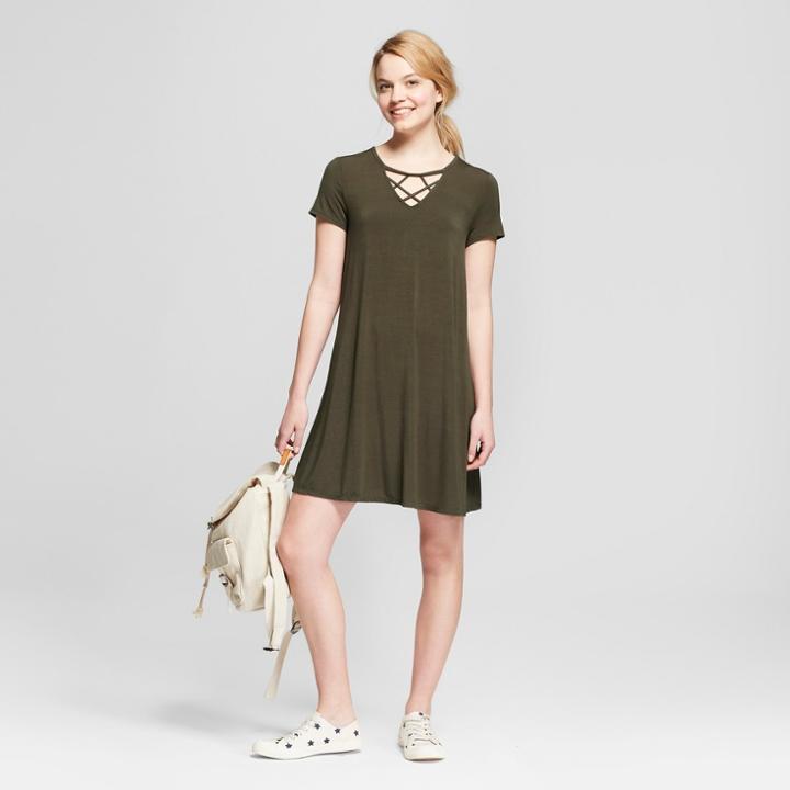 Women's Strappy Neck T-shirt Dress - Mossimo Supply Co. Olive