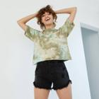 Women's Short Sleeve Rolled Cuff Boxy T-shirt - Wild Fable Green Tie-dye