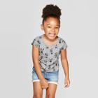 Toddler Girls' Minnie Mouse Print Short Sleeve T-shirt - Gray