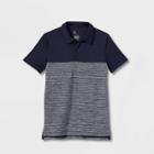 Boys' Striped Golf Polo Shirt - All In Motion Navy Blue