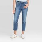 Women's High-rise Striped Straight Cropped Jeans - Universal Thread Medium Blue