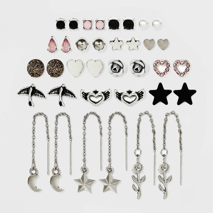 Bird Star And Winged Heart With Threader Earring Set 18ct - Wild Fable
