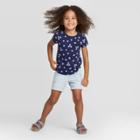 Petitetoddler Girls' Short Sleeve Floral T-shirt - Cat & Jack Navy 18m, Toddler Girl's, Blue