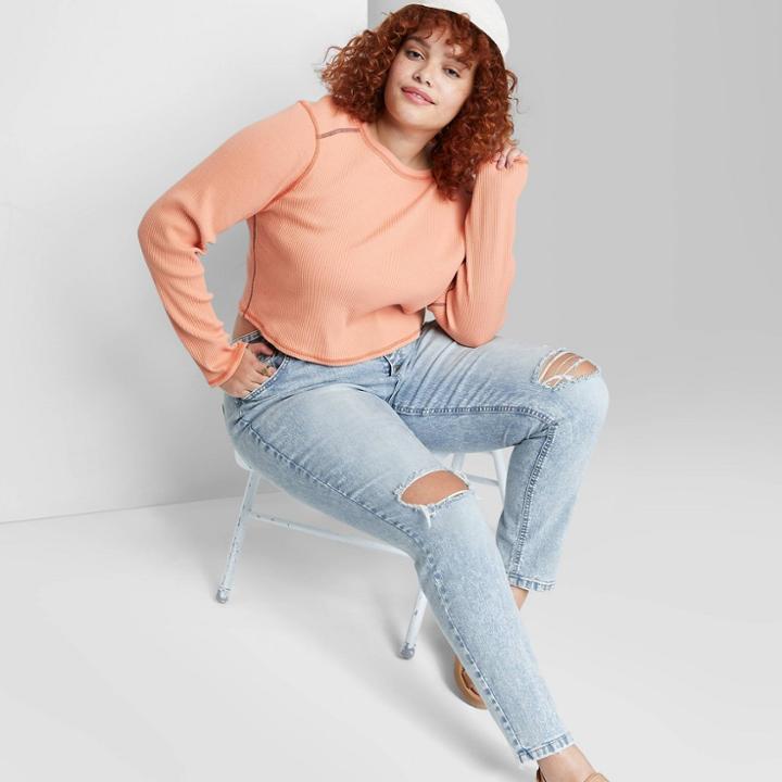Women's Plus Size Super-high Rise Distressed Skinny Jeans - Wild Fable