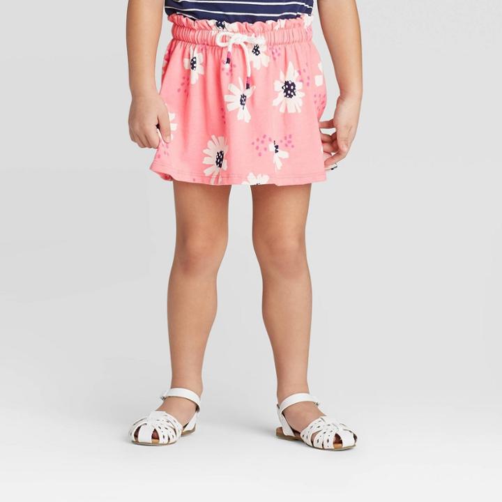 Toddler Girls' Floral Knit Skort - Cat & Jack Pink 12m, Toddler Girl's