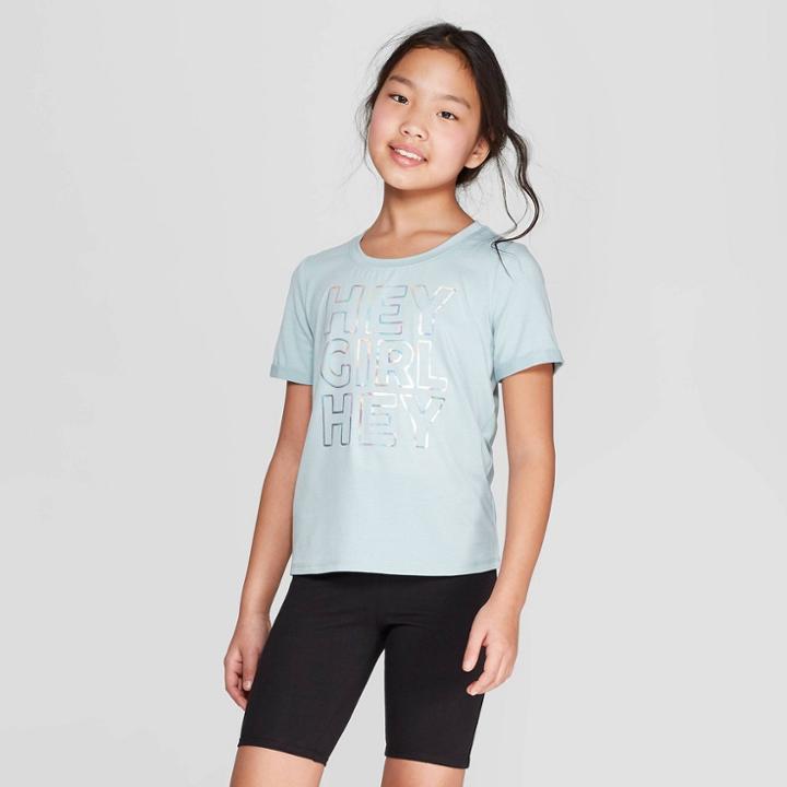 Target Girls' Rolled Short Sleeve Graphic T-shirt - Art Class Blue