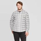 Men's Plaid Big & Tall Long Sleeve 2-pocket Flannel Button-down Shirt - Goodfellow & Co White