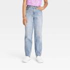 Girls' Floral Embroidered High-rise Ankle Straight Jeans - Cat & Jack